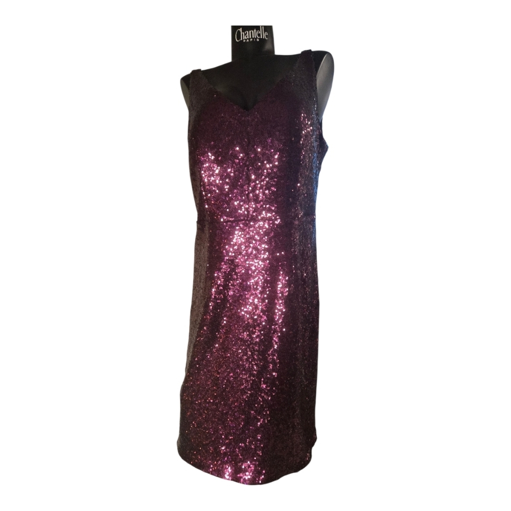 Laura Holiday Dress. Glittering Purple Midi Dress. New Years Eve.
